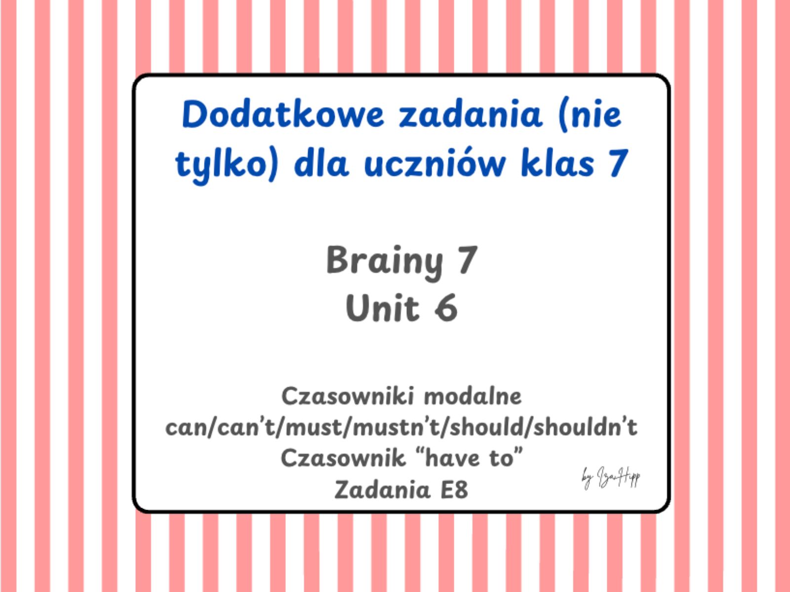 karty pracy angielski klasa 7 czasowniki modalne brainy 7 unit 6 pdf do druku