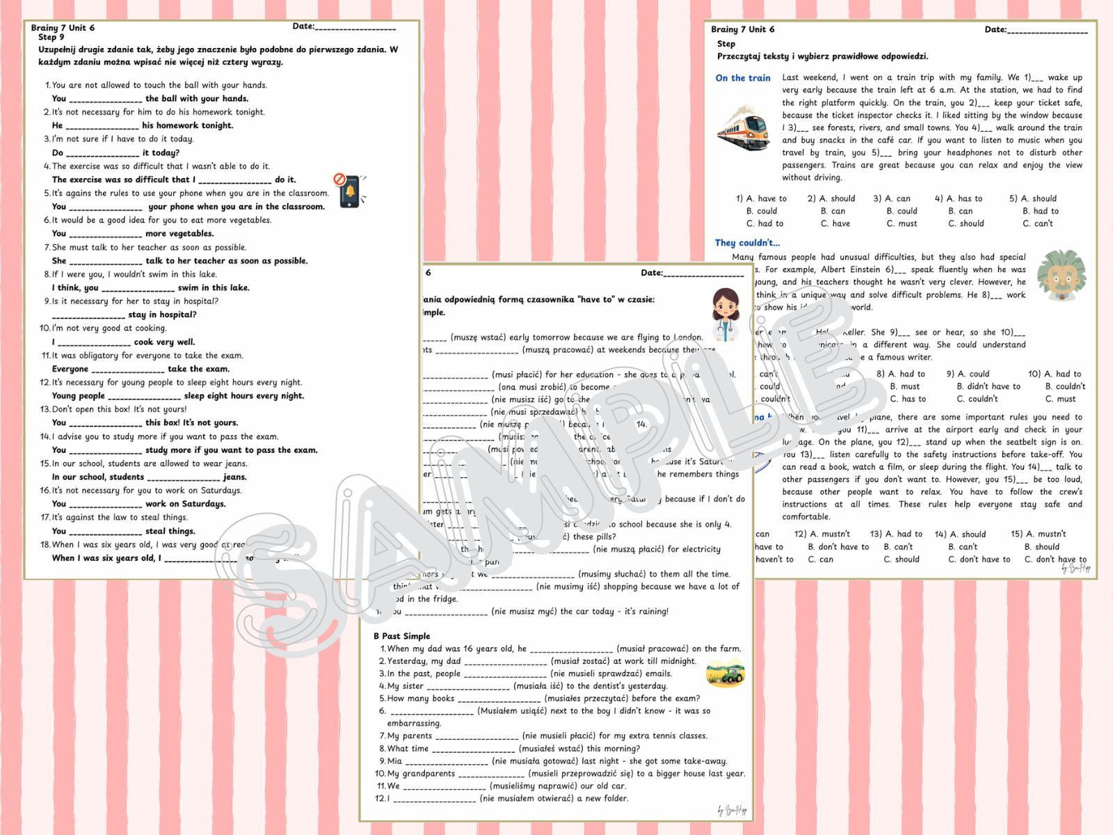 karty pracy angielski klasa 7 czasowniki modalne brainy 7 unit 6 pdf do druku