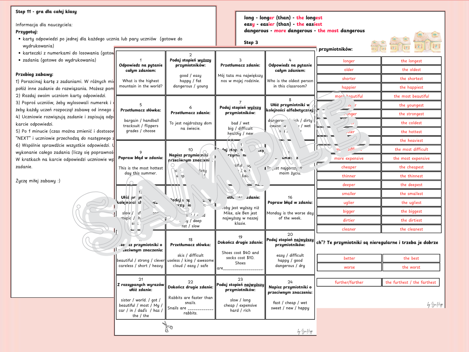 dodatkowe zadania do brainy 5, przymiotniki, stopniowanie, regularne i nieregularne