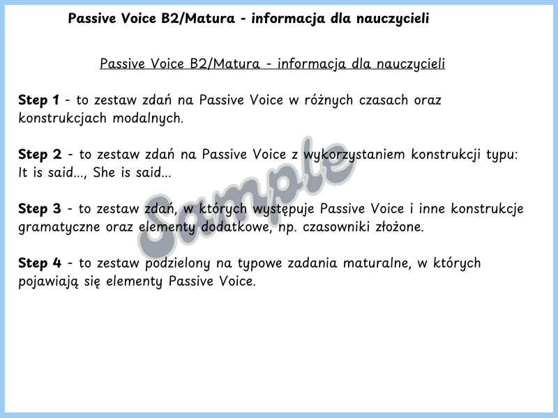 strona bierna, matura, egzamin, zdania do tłumaczenia, parafrazy